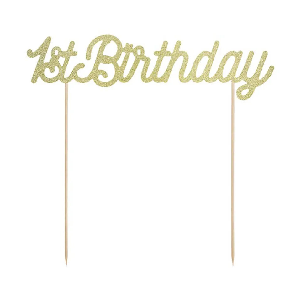 das-kost-mland-1st-birthday-tortendeko-gold-21-cm-glitzer image 1