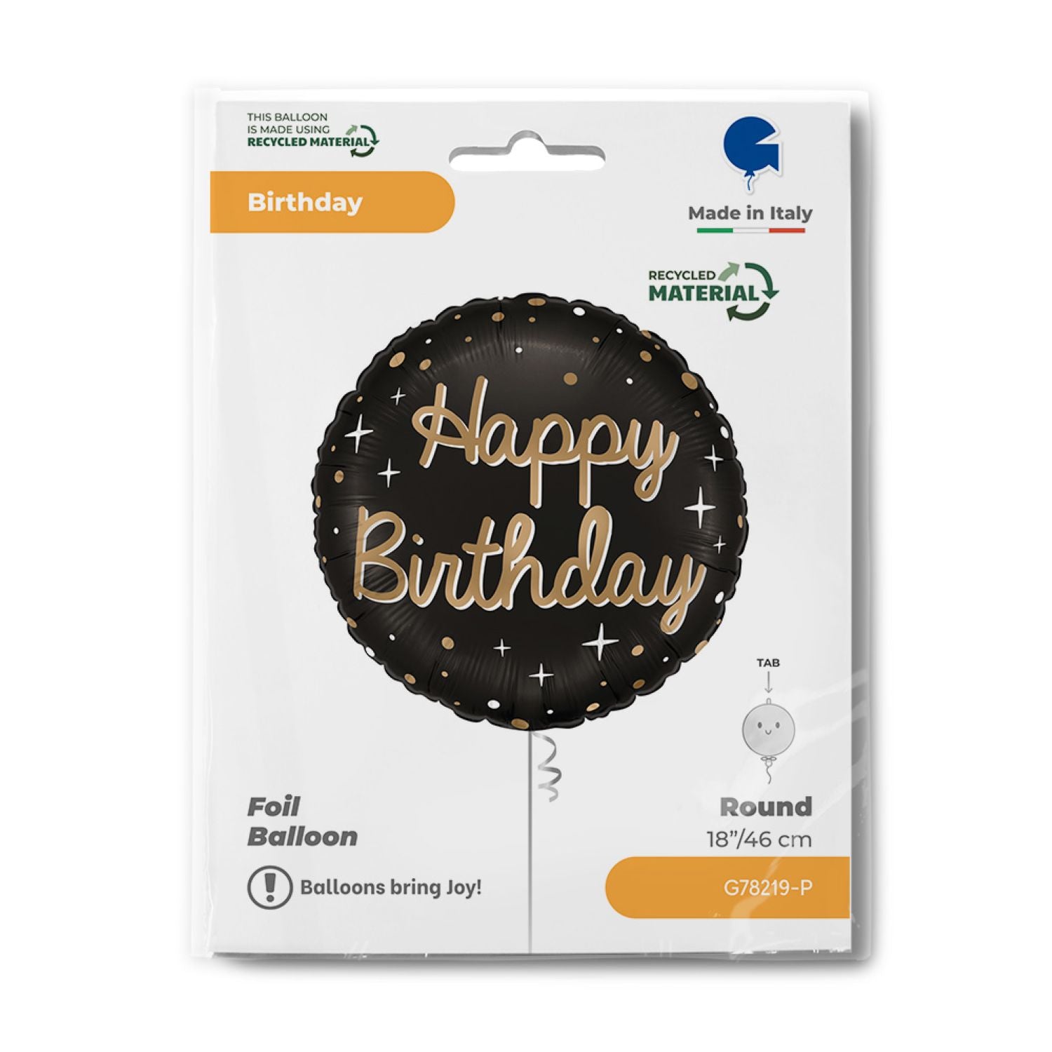das-kost-mland-folienballon-sparkling-black-happy-birthday-46-cm image 2