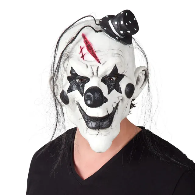 das-kost-mland-psycho-clown-latex-maske-schwarz-wei image 1