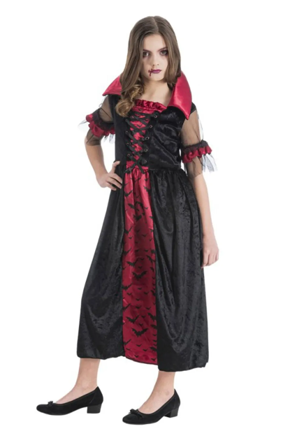 das-kost-mland-tessa-vampir-kost-m-m-dchen-kleid-schwarz-rot image 1