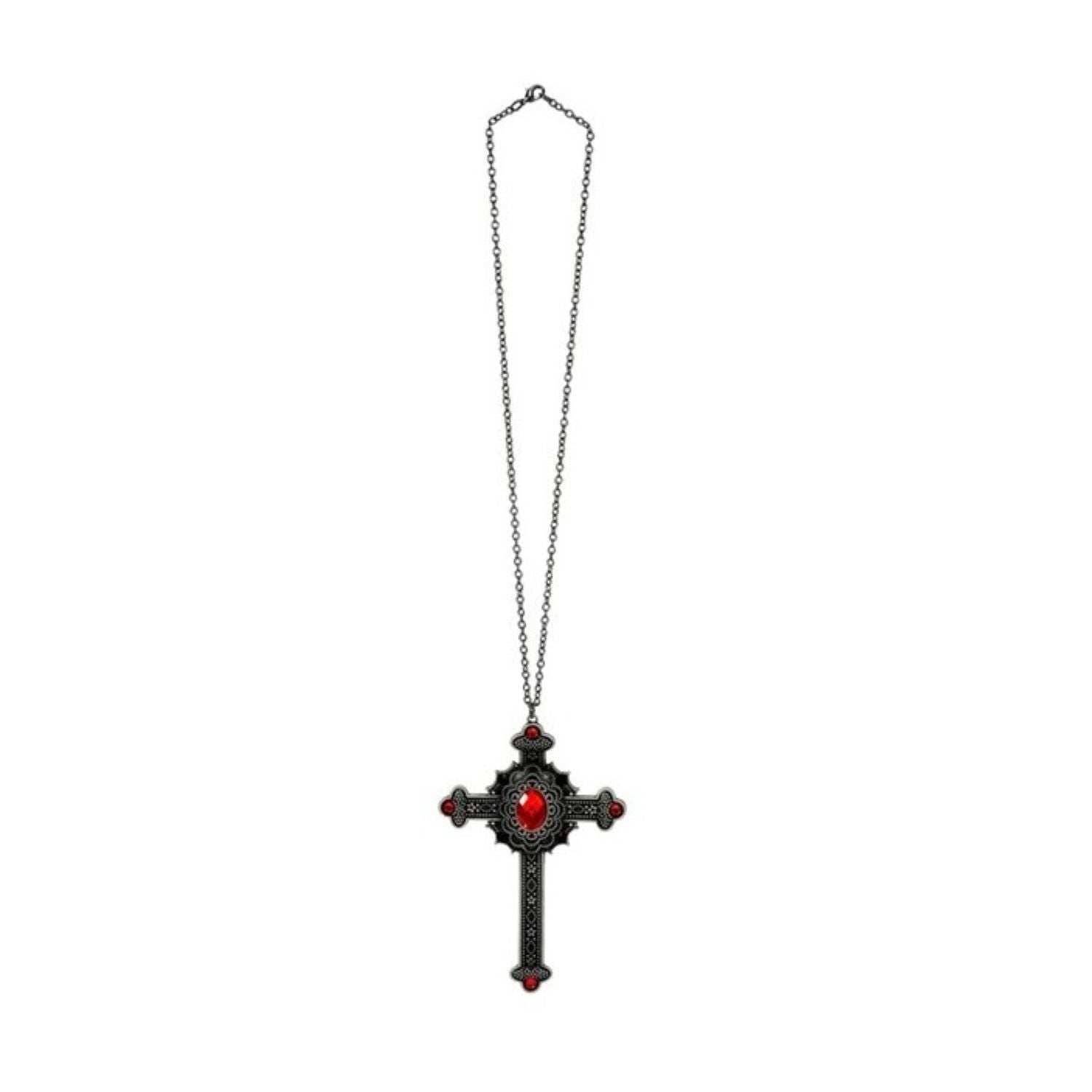 das-kost-mland-vampir-halskette-gotisches-kreuz-rote-steine image 2