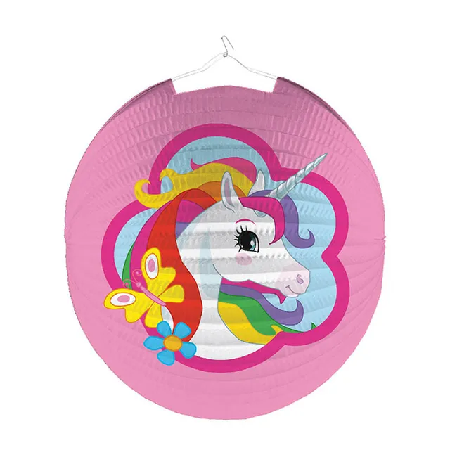 das-kost-mland-dekorationen-lampion-einhorn-rosa-25cm-papierlampion image 1