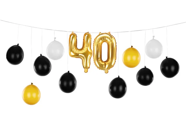 ballongirlande-3in1-schwarz-gold-40-geburtstag-260x32cm image 1