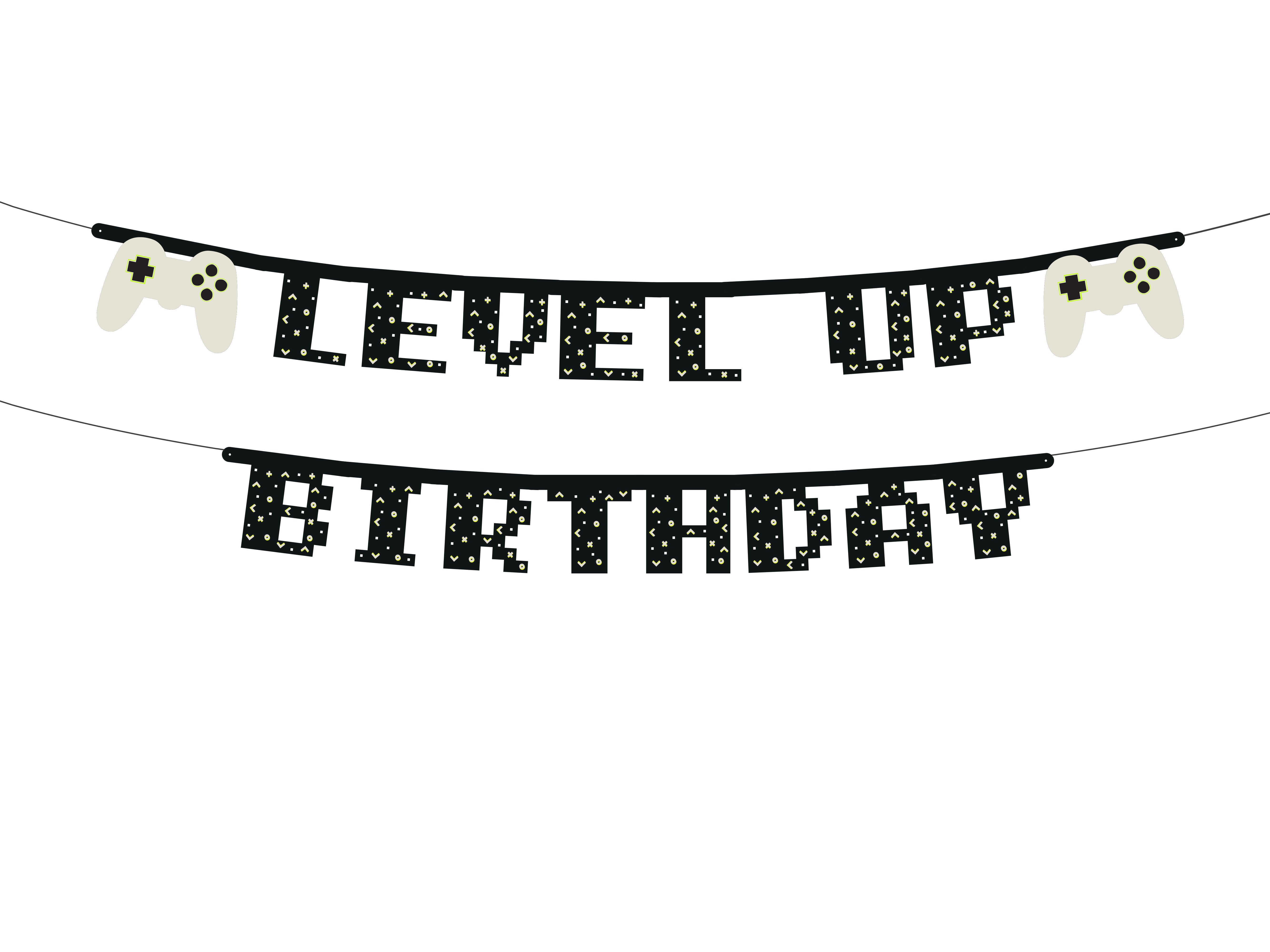 das-kost-mland-dekorationen-banner-level-up-birthday-girlande-2m image 1