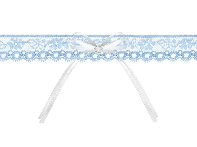 das-kost-mland-spitzenstrumpfband-schleife-blau-accessoire image 1
