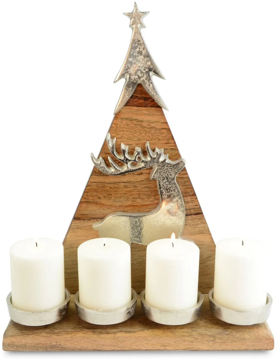 riffelmacher-kerzenleuchter-weihnachtsbaum-hirsch-natur-silber image 1
