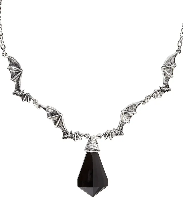 das-kost-mland-accessoires-halskette-fledermaus-silber-schwarz image 1