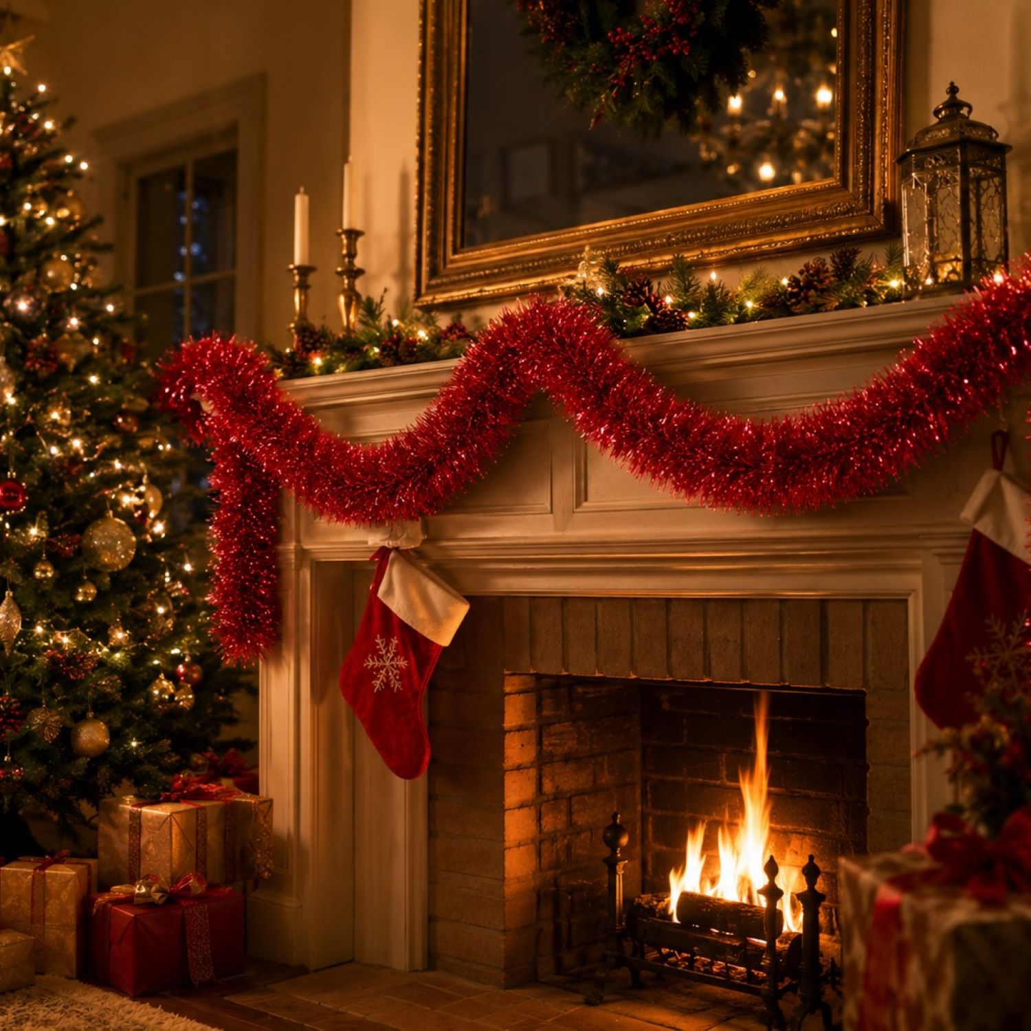 das-kost-mland-dekorationen-weihnachtsgirlande-lametta-rot-4m image 4