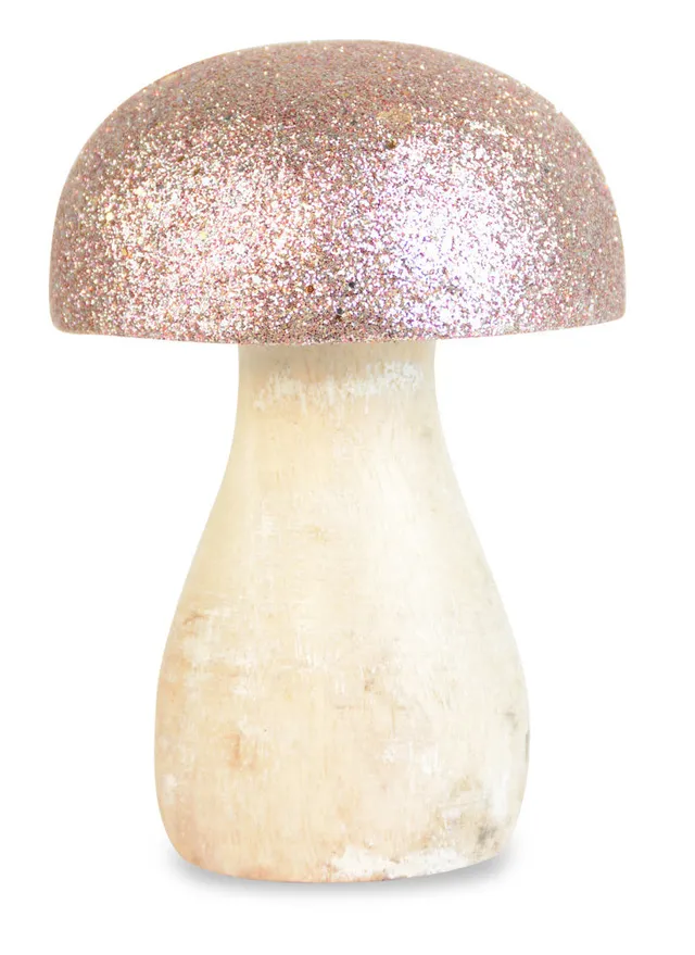 das-kost-mland-pilz-deko-mangoholz-9-cm-rosa-glitzer image 1