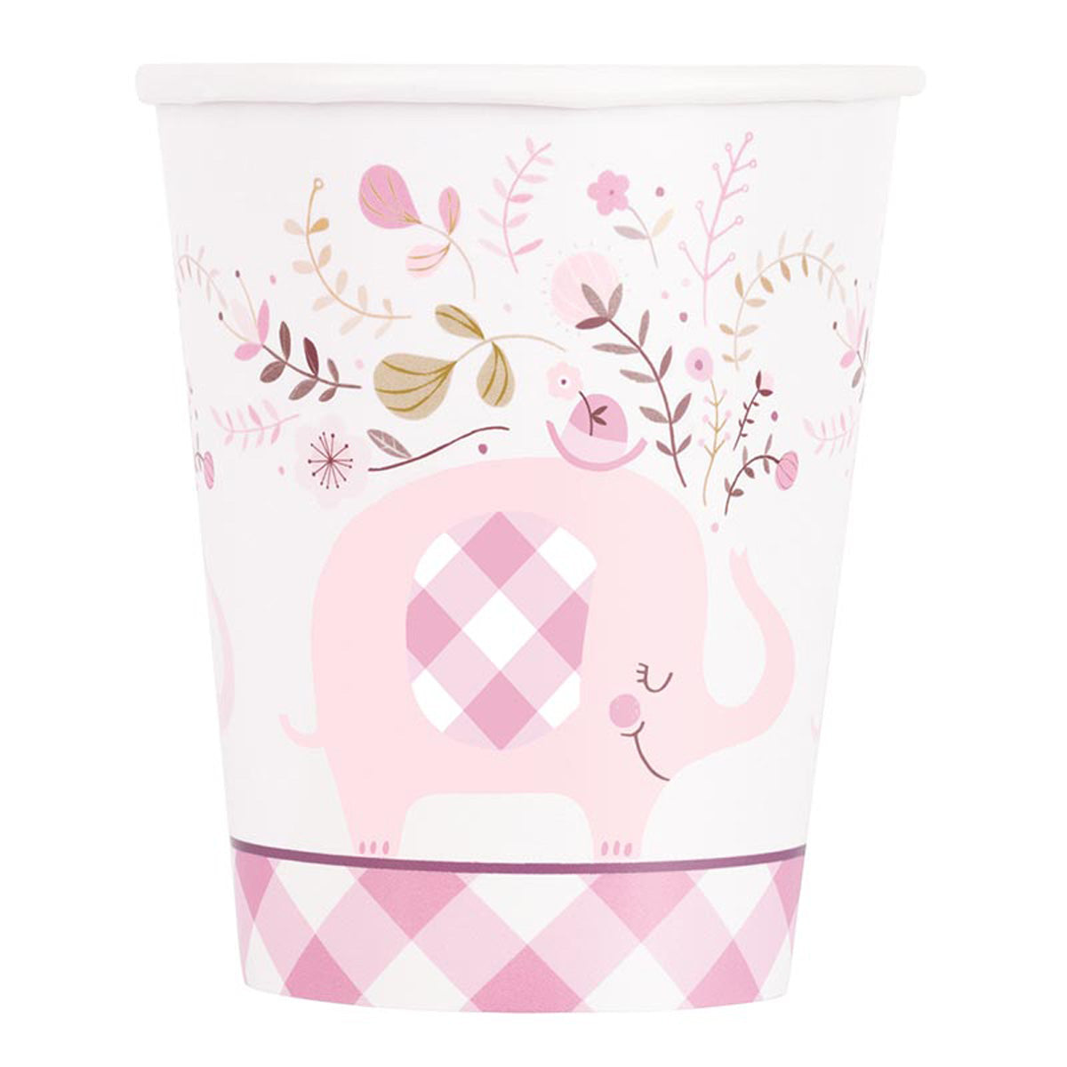 das-kost-mland-dekorationen-elefant-floral-pappbecher-pink-8x266-ml image 1