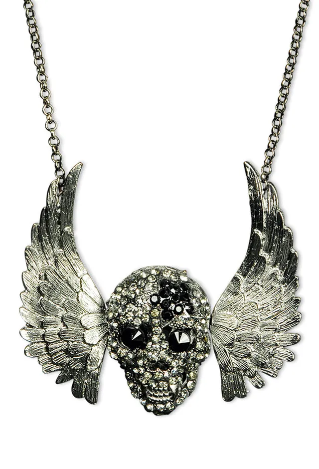 das-kost-mland-totenkopf-halskette-strass-silber-engelsfl-gel image 1