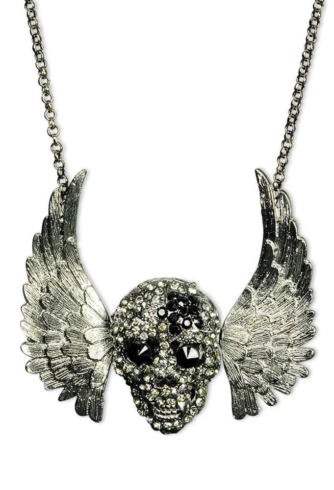 das-kost-mland-totenkopf-halskette-strass-silber-engelsfl-gel image 1
