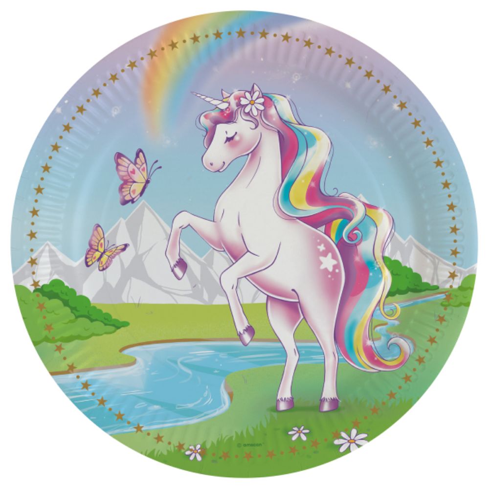 das-kost-mland-dekorationen-unicorn-dreams-pappteller-23cm-8stk image 1