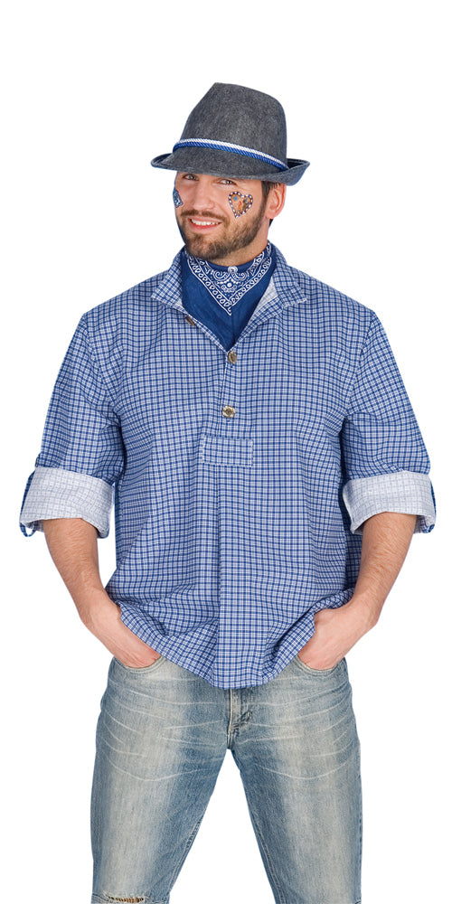 das-kost-mland-herren-trachtenhemd-blau-wei-kariert-50-52 image 1