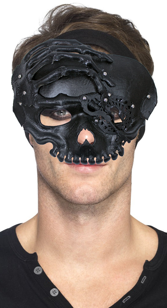 das-kost-mland-accessoires-halbmaske-totenkopf-schl-ssel-schwarz image 2