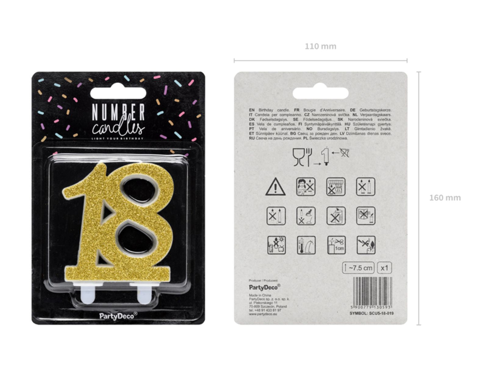 das-kost-mland-geburtstagskerze-glitter-gold-zahl-18-10-cm image 2