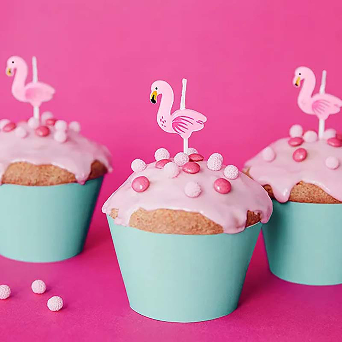 das-kost-mland-flamingo-kerzen-rosa-3-cm-kuchendeko image 2