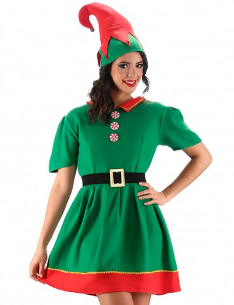 das-kost-mland-damen-weihnachtselfe-kost-m-rot-gr-n-m image 1