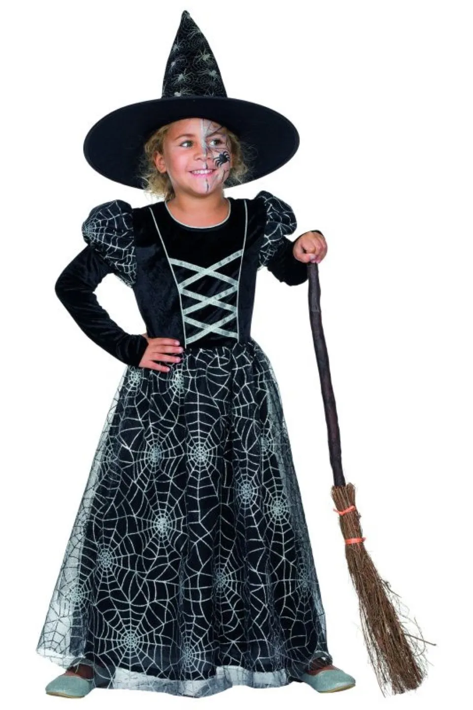 das-kost-mland-m-dchen-kid-spinnennetz-hexe-kost-m-gr-116 image 1