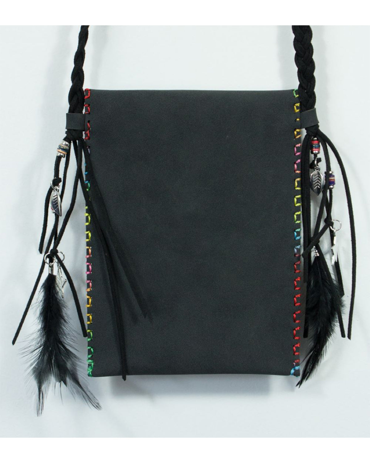 das-kost-mland-ethno-umh-ngetasche-tasche-federn-schwarz image 6