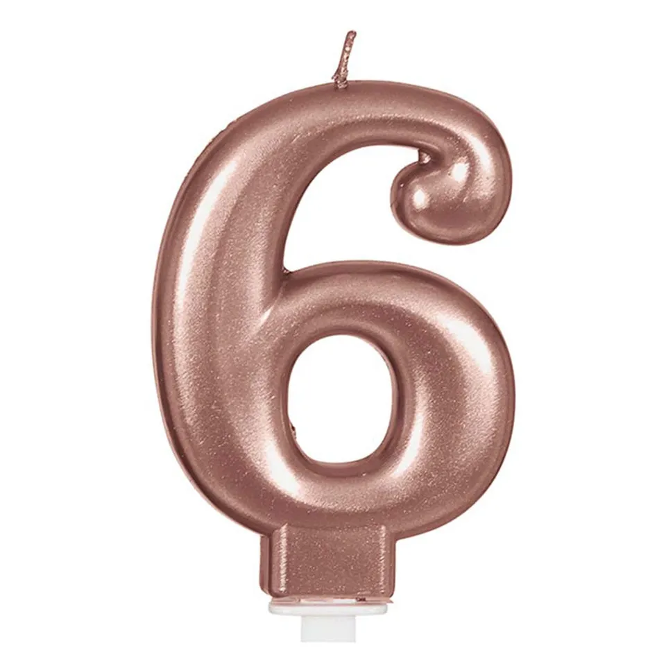 das-kost-mland-zahlenkerze-6-tortenkerze-rosegold image 1