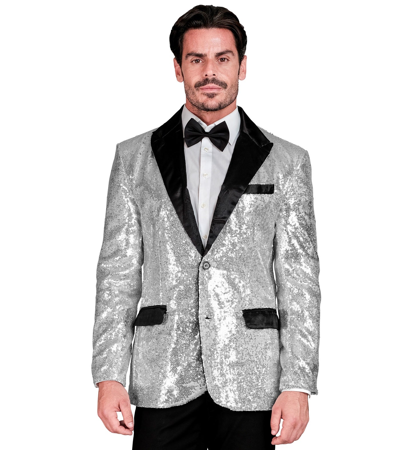 das-kost-mland-herren-pailletten-jackett-glitter-silber-show-blazer image 2