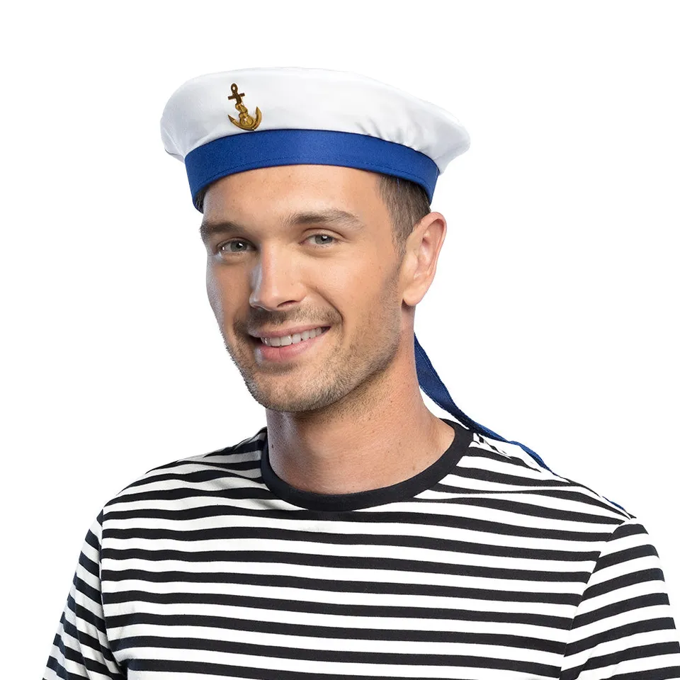 das-kost-mland-matrosenm-tze-hut-wei-blau-mit-anker image 1