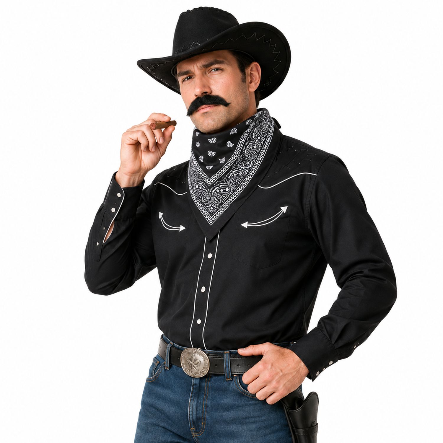 das-kost-mland-herren-cowboy-kost-mset-9-tlg-schwarz-hut-bart image 3