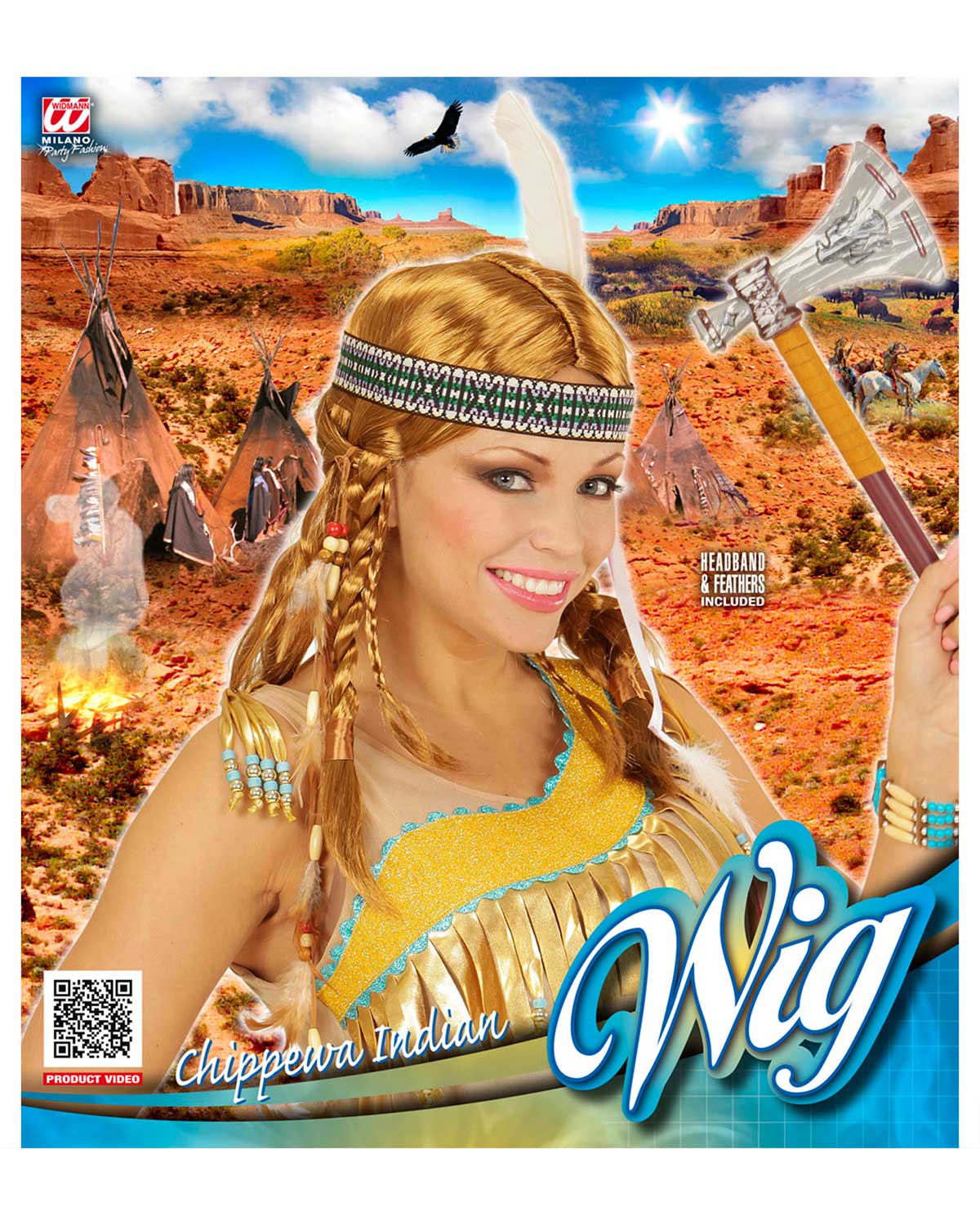 das-kost-mland-chippewa-indianer-per-cke-blond-federn image 2