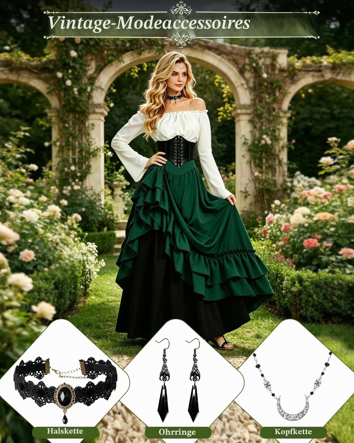 heitoyi-mittelalter-kost-m-damen-gr-n-xl-mit-g-rtel image 4