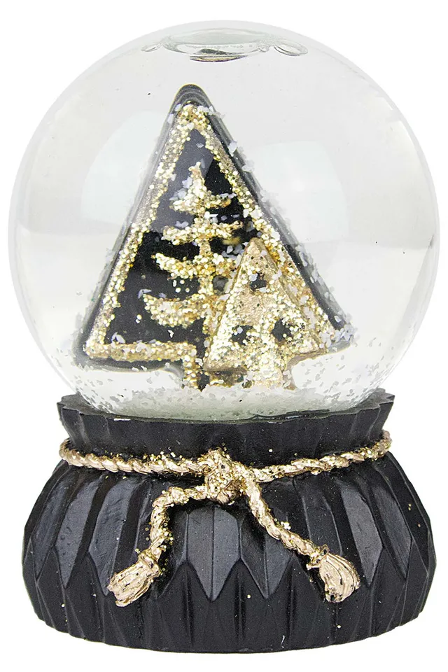 das-kost-mland-schneekugel-6-5cm-schwarz-gold-stern-engel-baum image 1