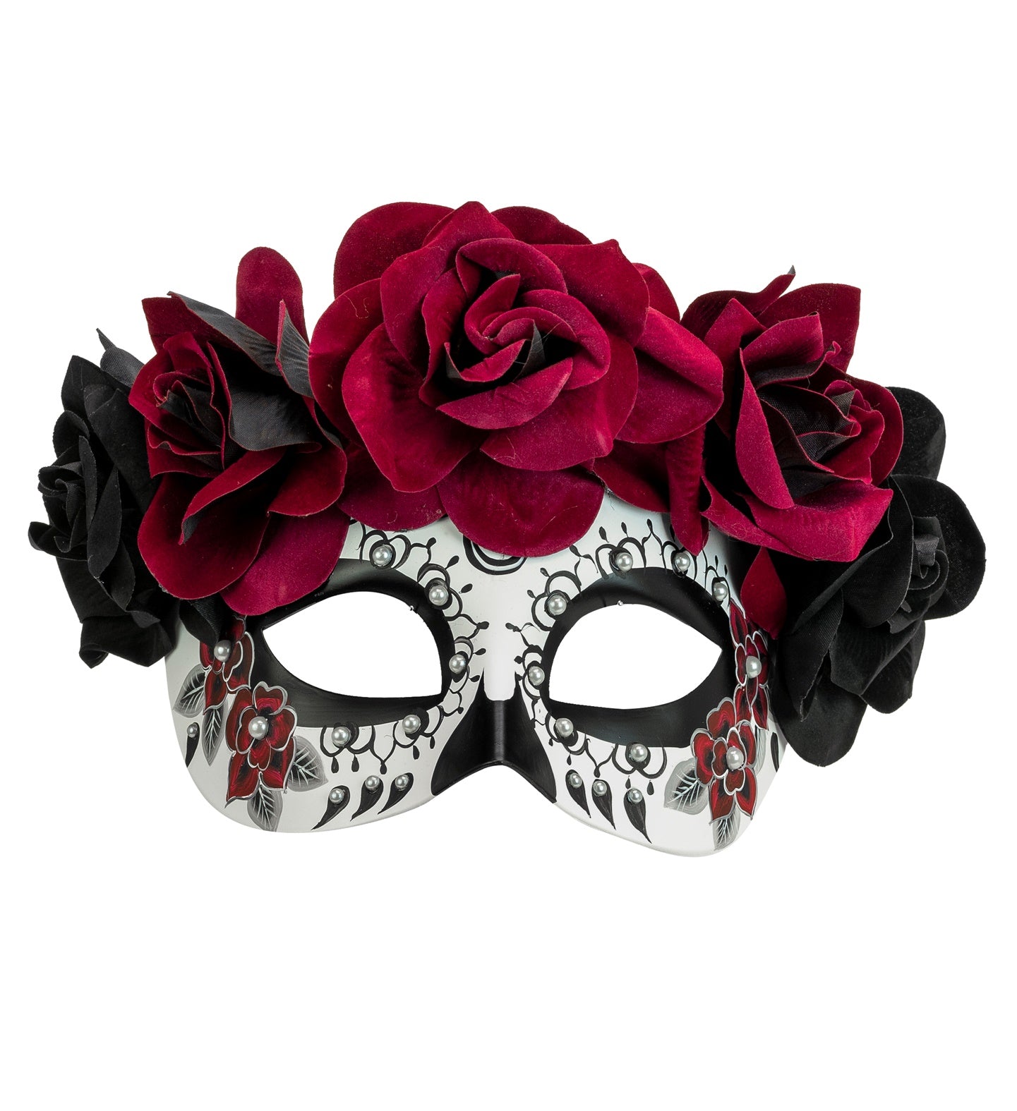 das-kost-mland-dia-de-los-muertos-augenmaske-rosen-schwarz-rot image 1