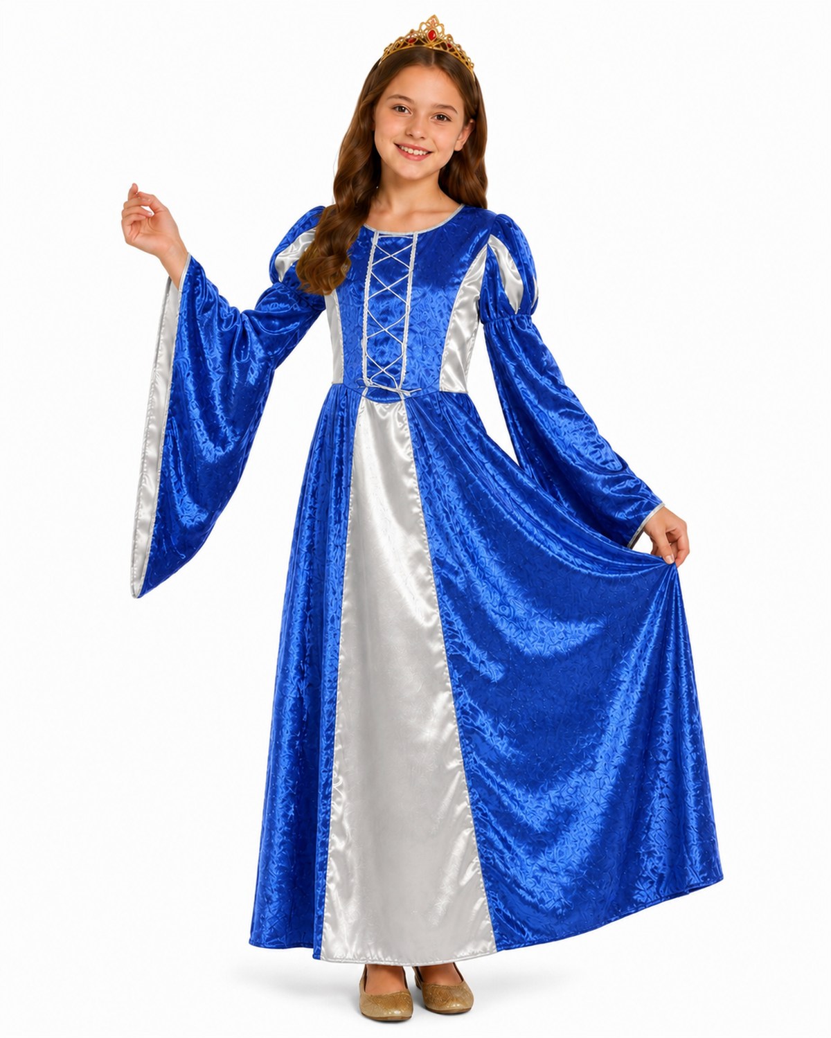 das-kost-mland-m-dchen-prinzessin-helena-kost-m-blau-silber-samt image 1