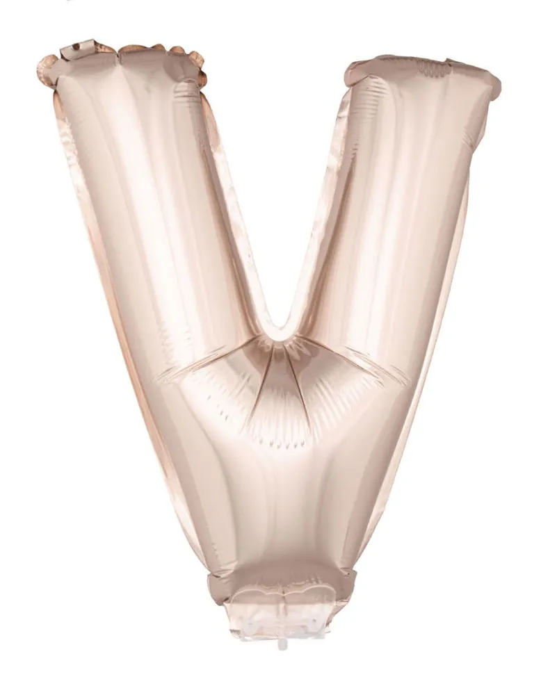 das-kost-mland-buchstaben-folienballon-41-cm-ros-gold-v-mit-stab image 1