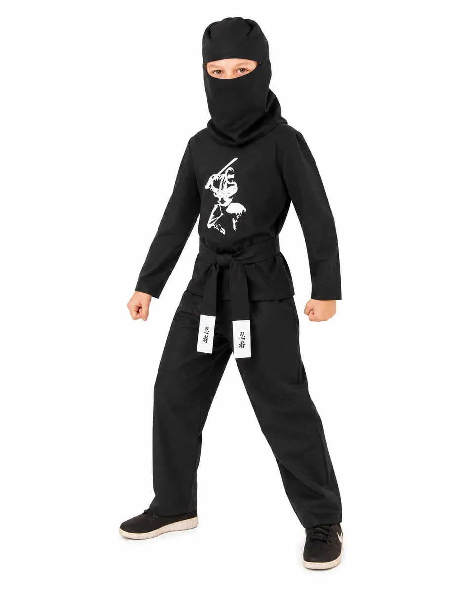 das-kost-mland-jungen-ninja-kost-m-kinder-4-tlg-schwarz-samurai image 1
