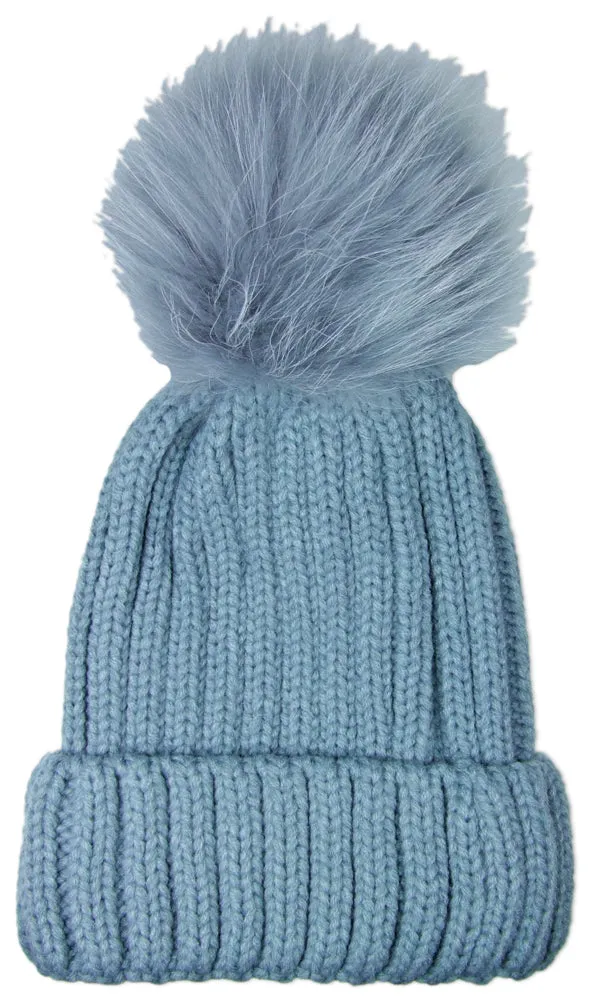 das-kost-mland-damen-beanie-strickm-tze-hellgrau-fellbommel image 1
