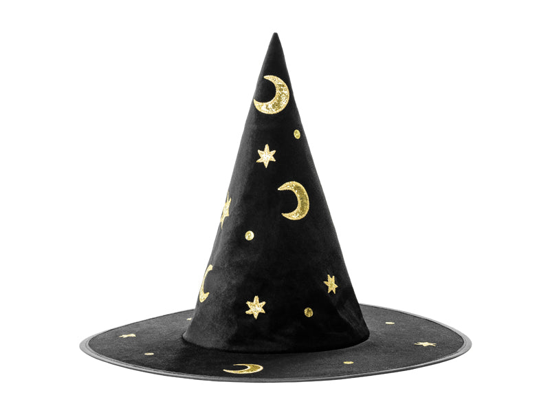das-kost-mland-kinder-hexenhut-mond-sterne-schwarz-gold-zauberhut image 2