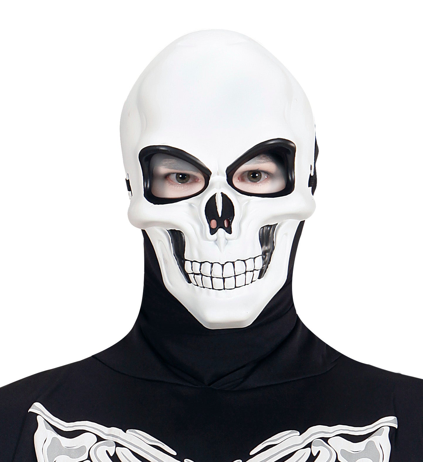 das-kost-mland-halloween-maske-totenkopf-wei-schwarz-gesichtsmaske image 2