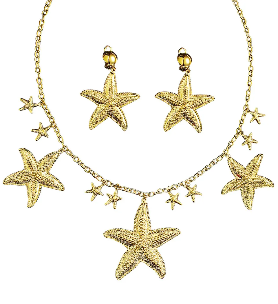 das-kost-mland-accessoires-meerjungfrau-schmuck-set-seesterne-gold image 1