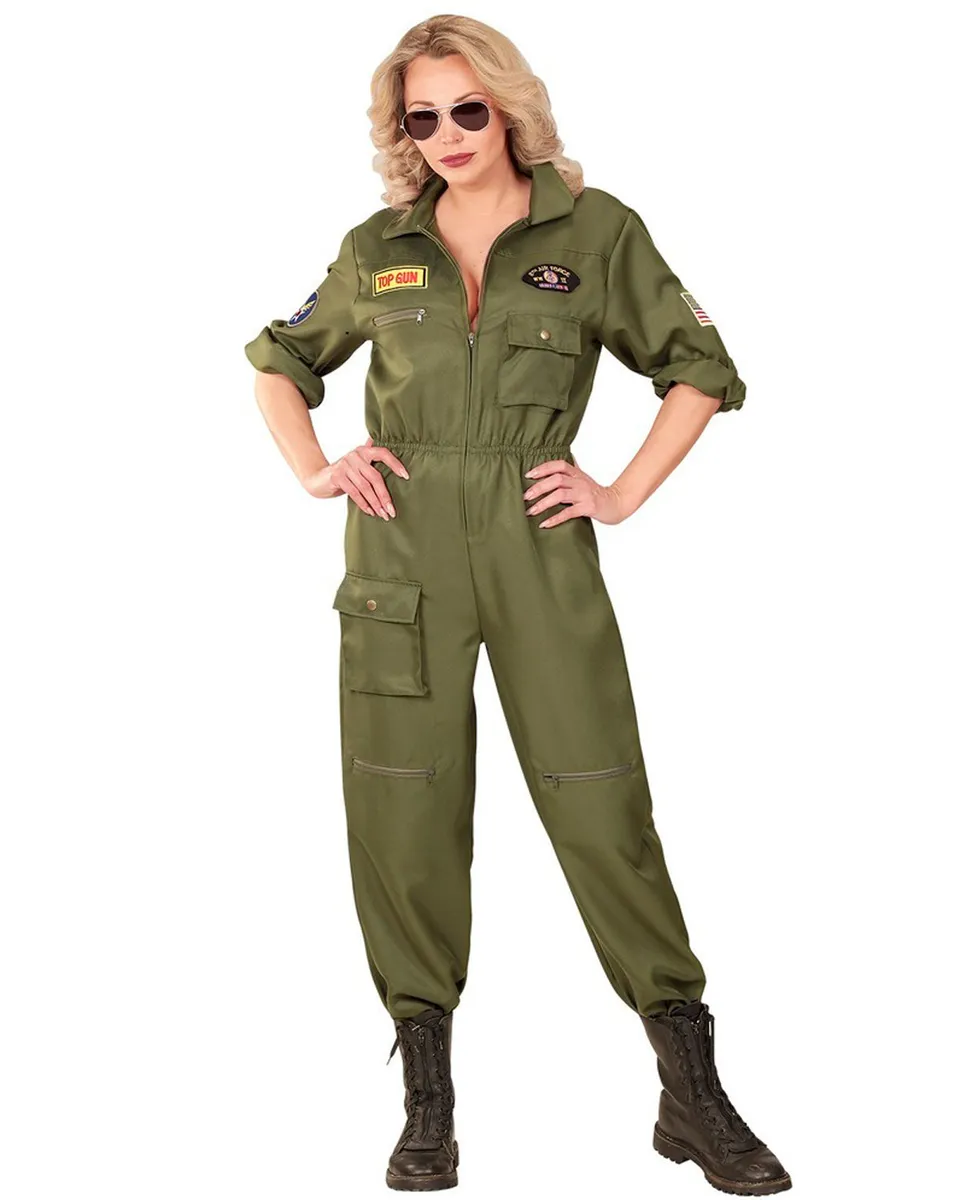 das-kost-mland-kampfjet-pilotin-damenkost-m-overall-gr-n-gr-m image 1