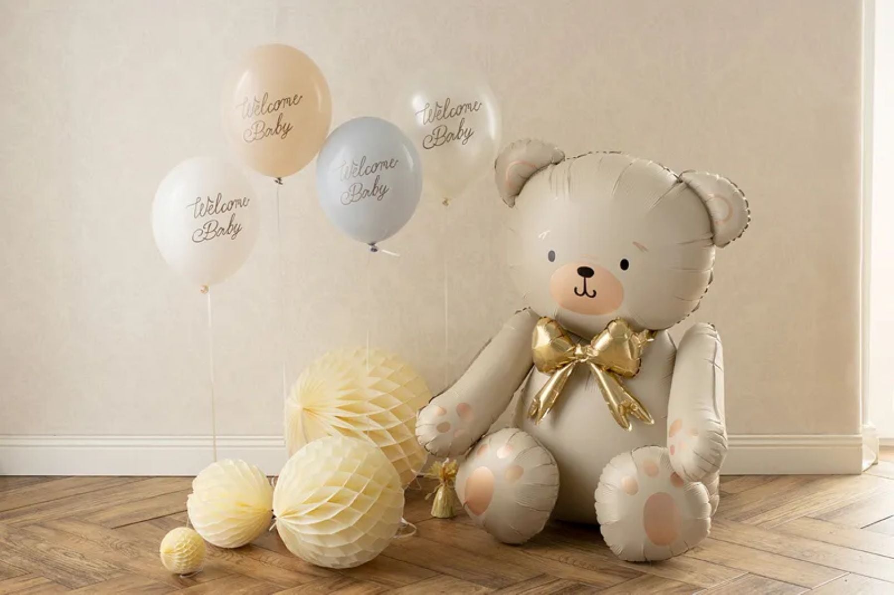 das-kost-mland-dekorationen-luftballon-welcome-baby-blau-mix-6-stk-30cm image 2