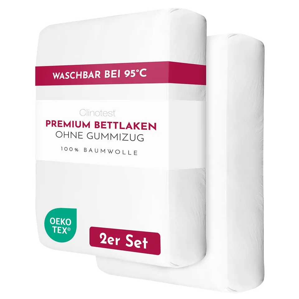 clinotest-bettwaren-flachbettlaken-100x200-2er-set-baumwolle image 1