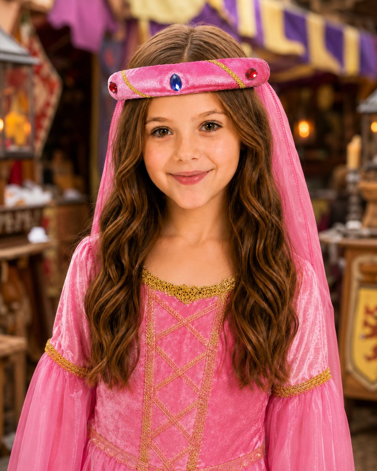 rosalin-mittelalter-haarband-mit-schleier-pink-f-r-m-dchen image 2
