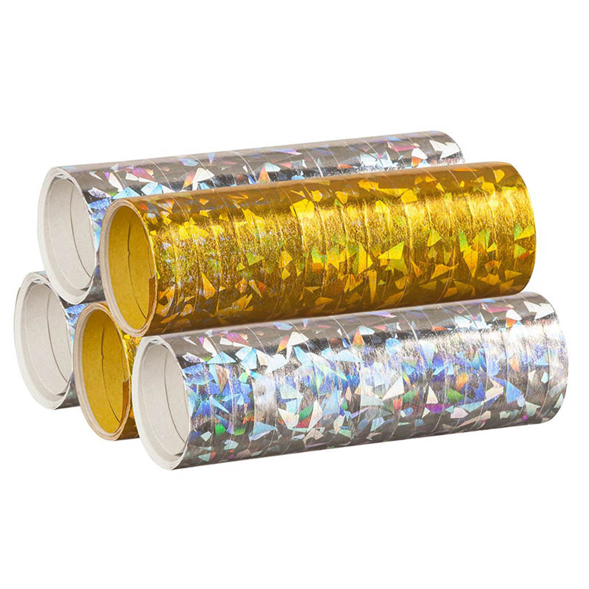 das-kost-mland-luftschlangen-holografisch-gold-silber-5-rollen image 1