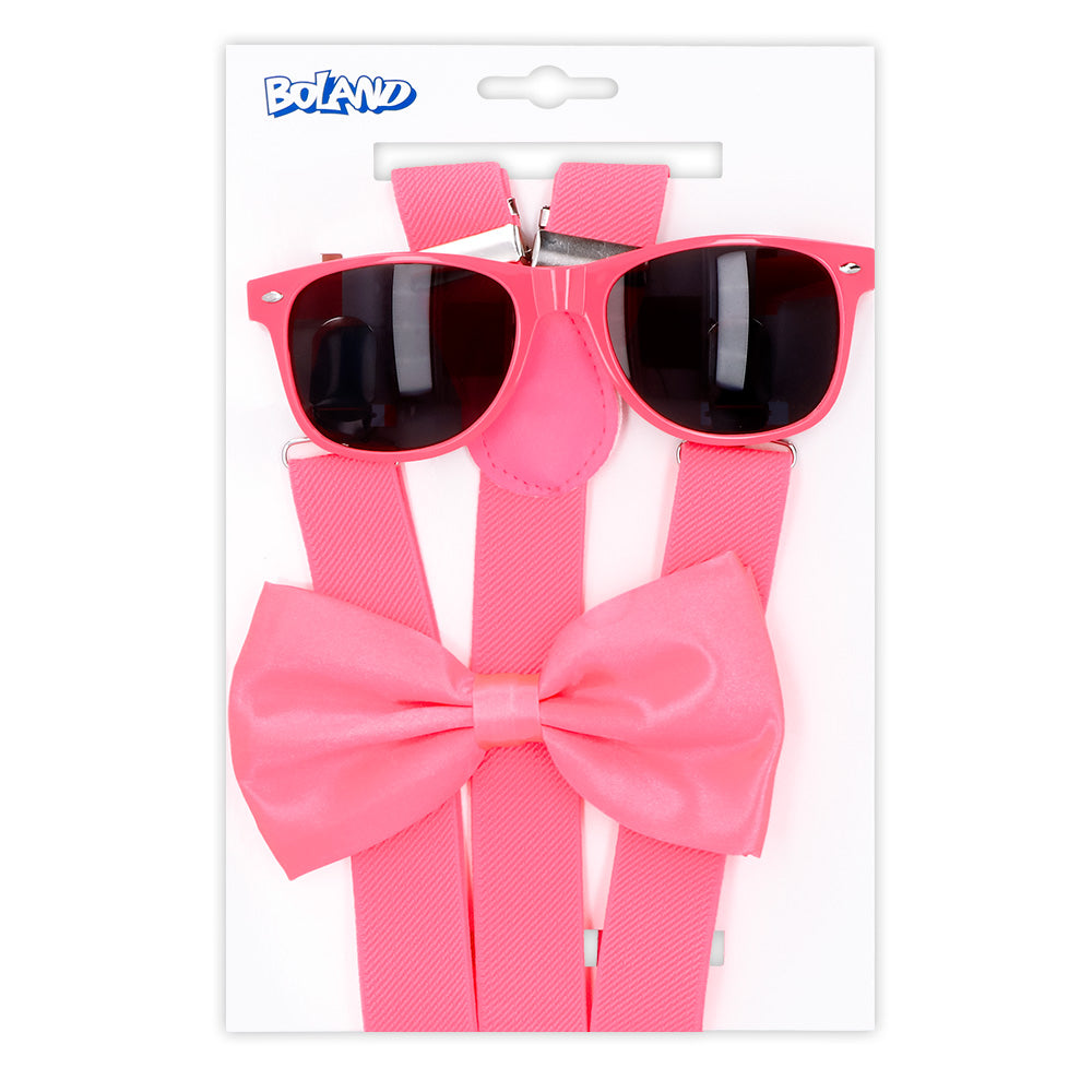 das-kost-mland-partyset-hosentr-ger-brille-fliege-neon-pink image 2