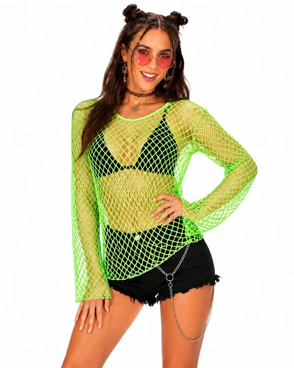 das-kost-mland-damen-neon-netzshirt-gr-n-80er-rave-kost-m image 1