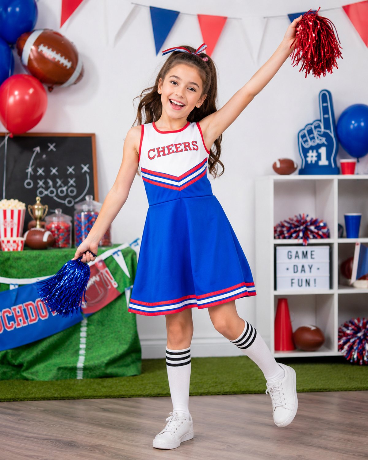 das-kost-mland-m-dchen-usa-cheerleader-kleid-kost-m-blau image 2