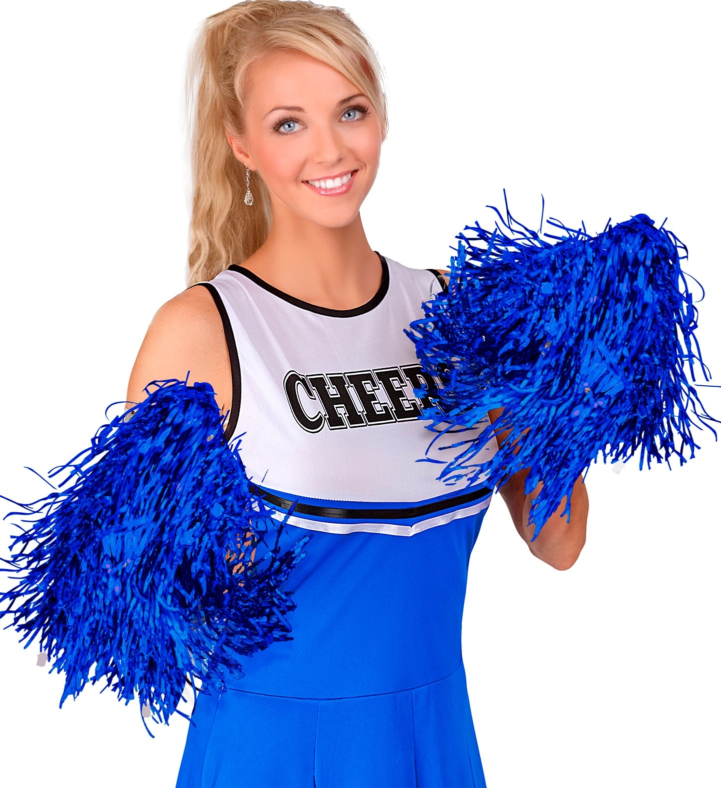 das-kost-mland-cheerleader-pompon-2-stk-metallic-blau-30-cm image 2