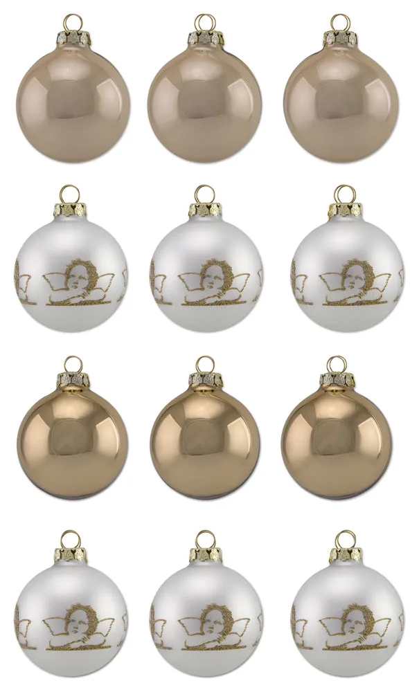 th-ringer-glasdesign-diamonds-weihnachtskugeln-8cm-12-tlg-engel-glitzer image 1