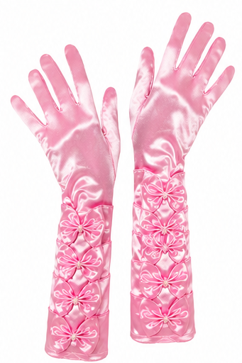 das-kost-mland-accessoires-damen-satin-handschuhe-rosa-schleifen image 2